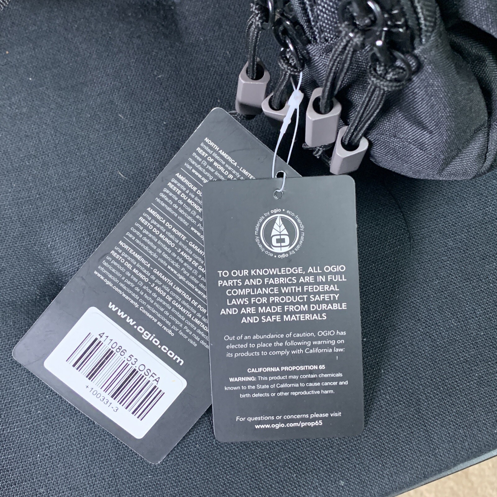Rare NWT OGIO Gray Black Laptop BACKPACK~ Linen MOBILE STRIKE W/ Bottle