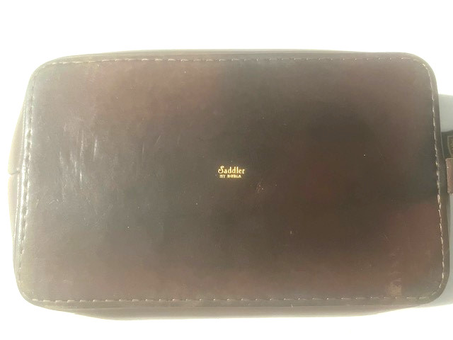 SADDLER by BOSCA Brown Leather Dopp Kit Toiletry Shave Case Bag