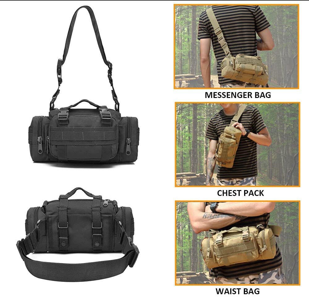 Tactical Military Chest Fanny Shoulder Waist Bag Hunting Bike Molle Camping Pack