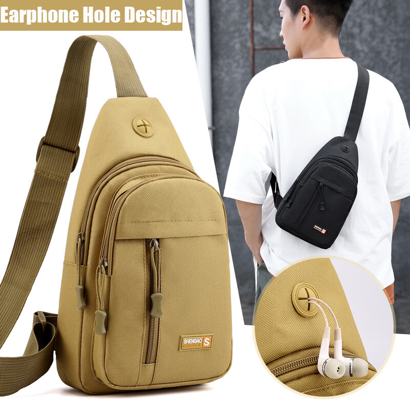 Sling Chest Bag Nylon Tactical Compact Crossbody Hiking Cycling Daypack Backpack