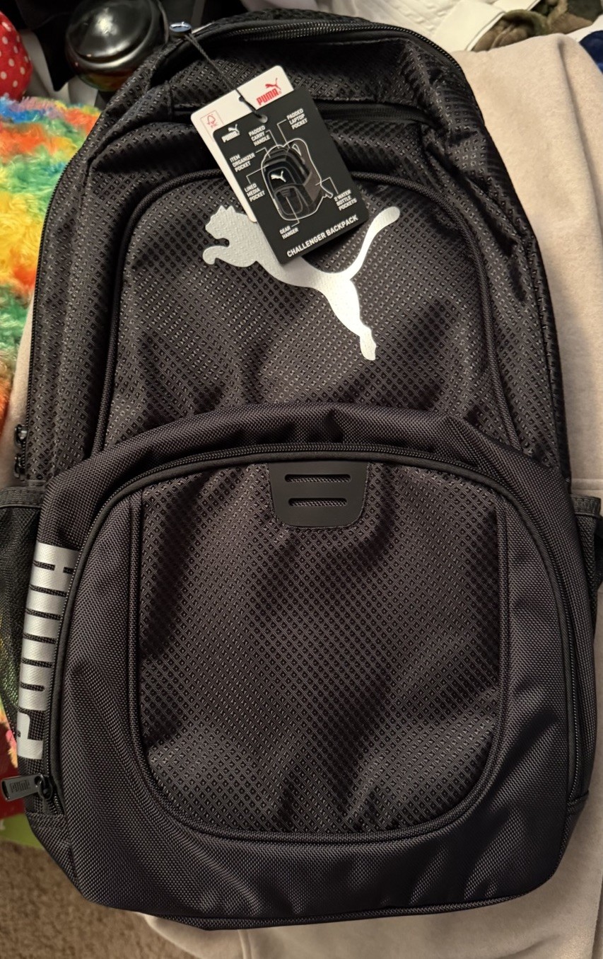 Puma Challenger Water Resistant Backpack, 1379569 Black With Gear Hanger Padded
