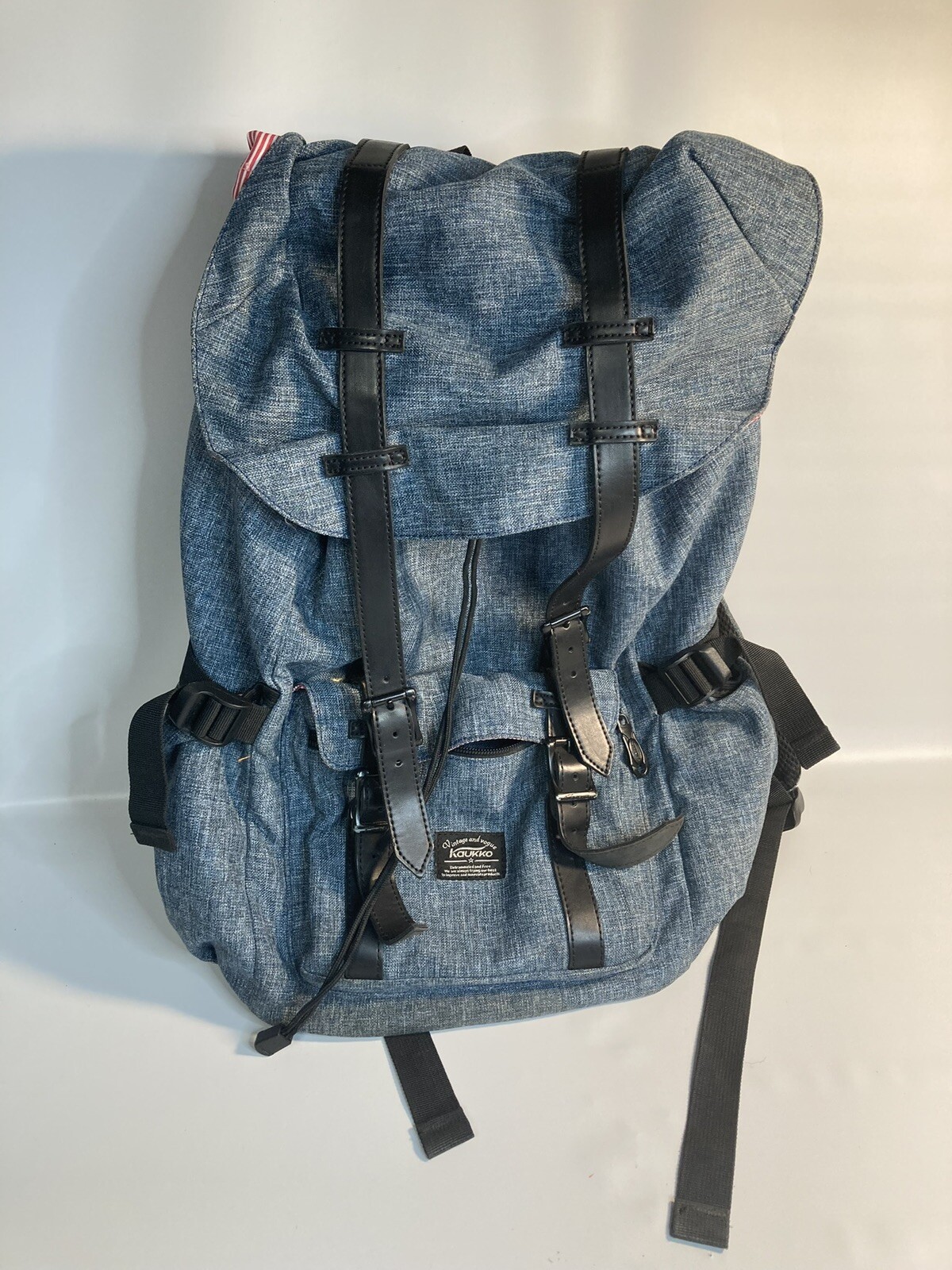 KAUKKO Men Backpack Outdoor Travel Hiking Camping Canvas Rucksack Laptop Bag