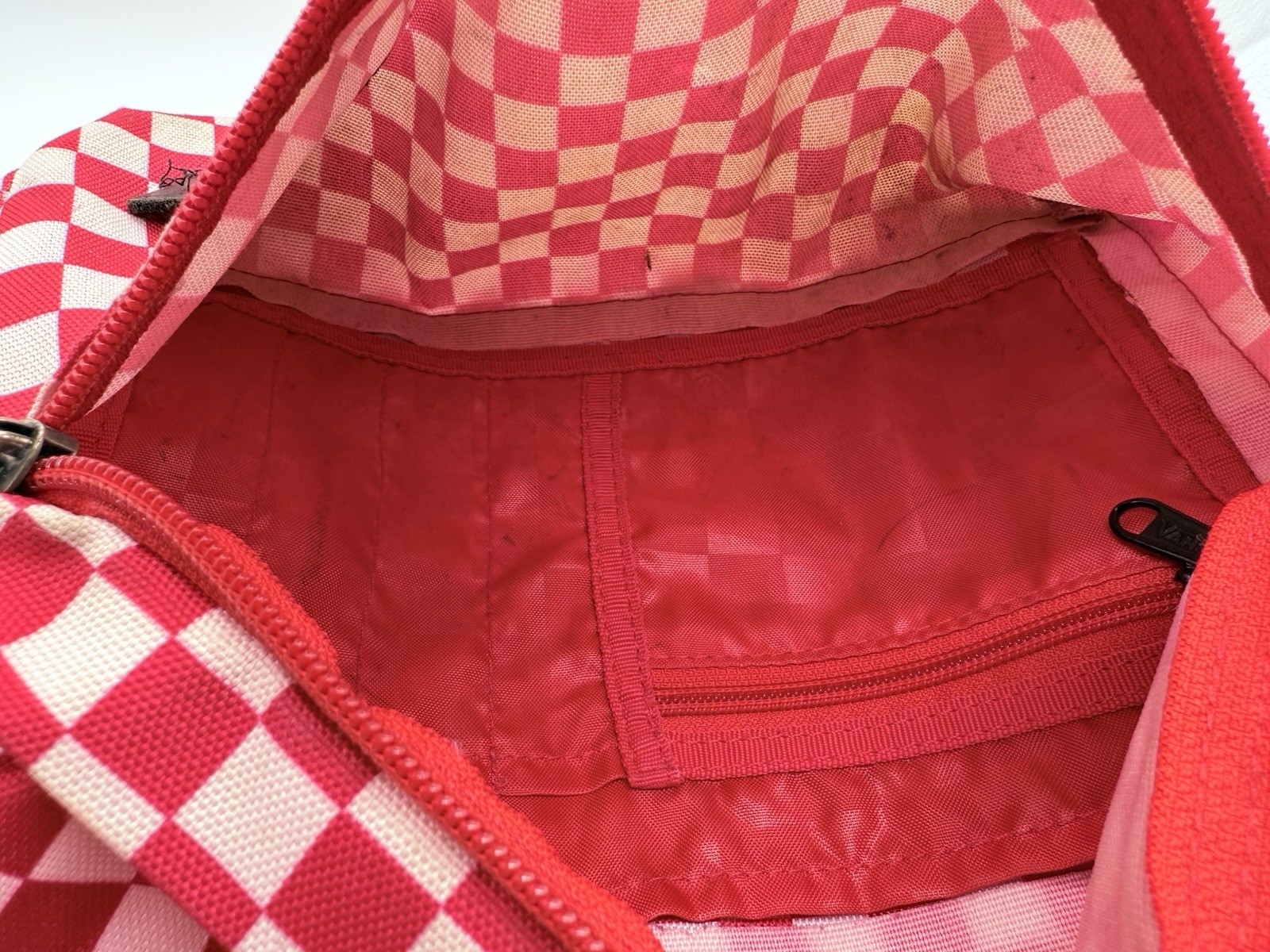VANS OFF THE WALL Backpack Red White Check School Bag ( See Pictures)