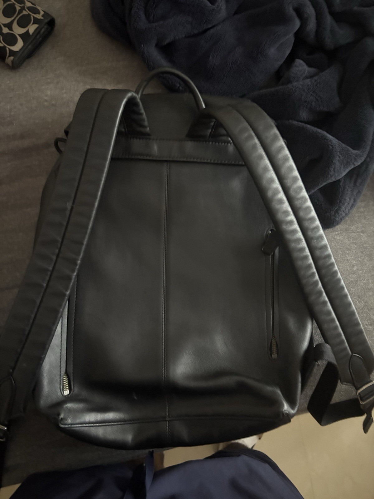 Coach Men’s Black Large Backpack Drawstring Flap, Zip Pockets, Adjustable Strap