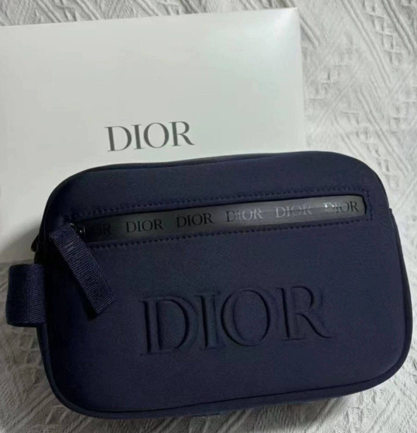 Dior Dark Blue Dopp Bag Navy Toiletry Travel Case Pouch Brand New in Box
