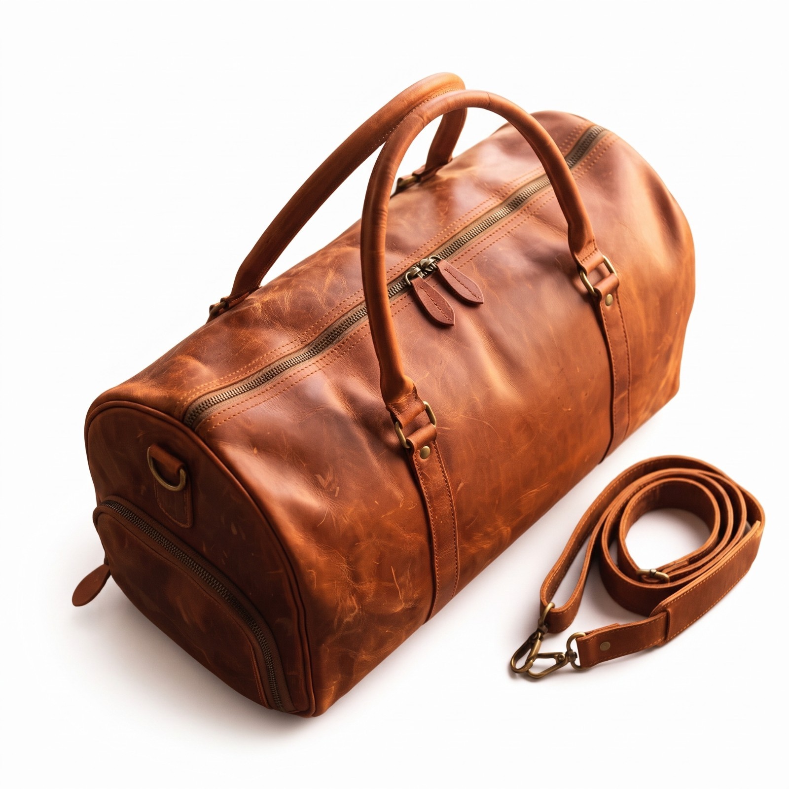 Handmade Leather Duffel Bag Men Crazy Horse Travel Weekender Carry On