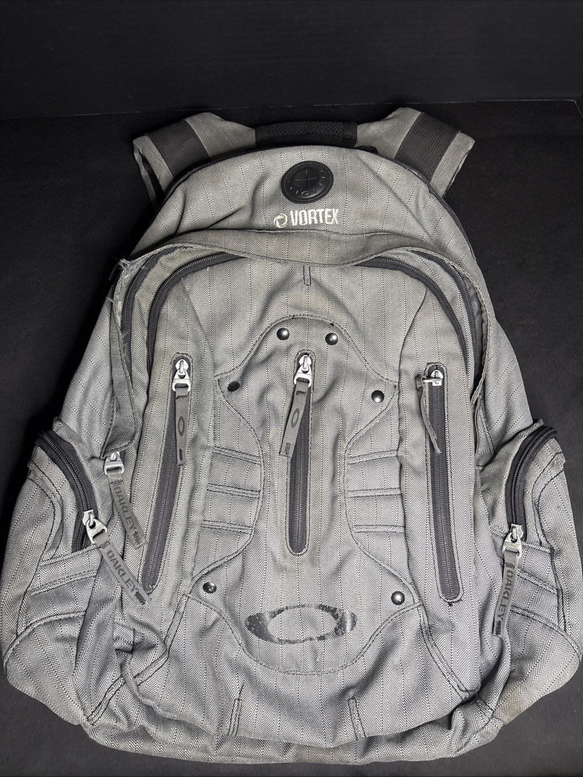 Vintage Oakley Flak Pack 2.0 Laptop Backpack Y2K Grey Black Padded Tactical
