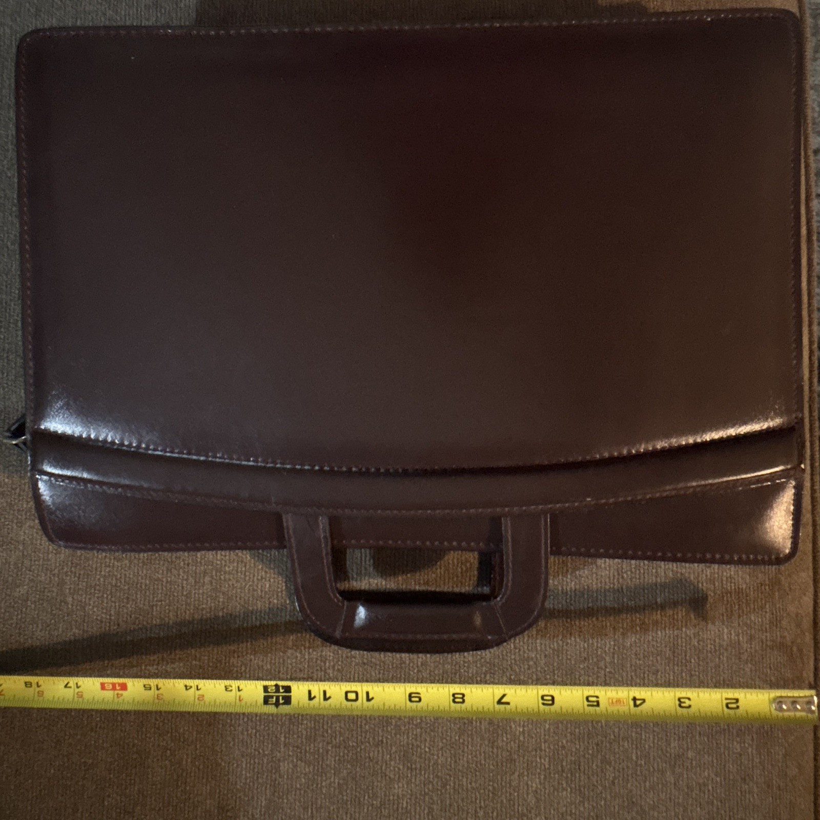 Brown Men’s Briefcase/Document Case Top Handle Push Lock Inner Pockets Dividers