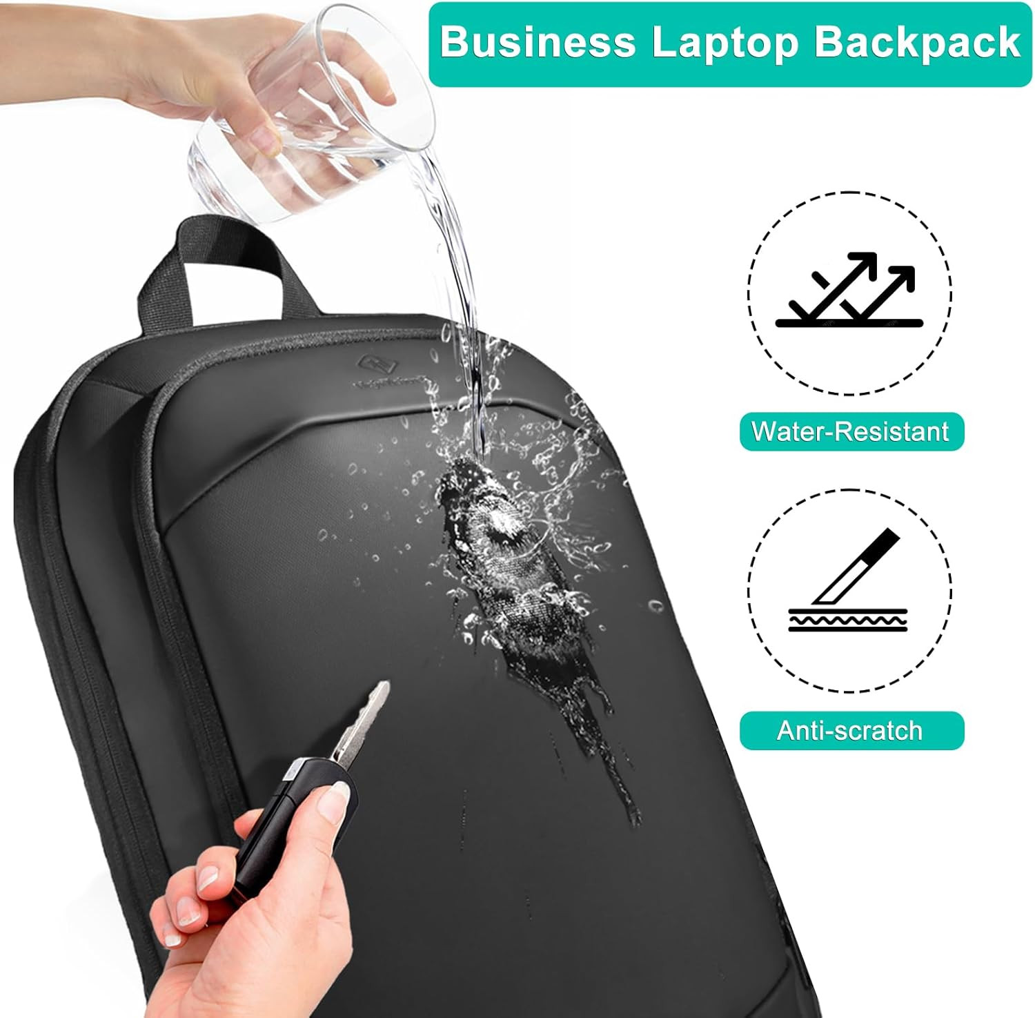 Mochila de negocios para hombre de 17 pulgadas, delgada y expandible
