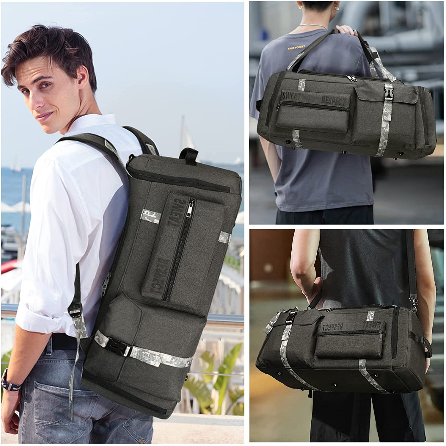 Gym Bags for Men Gym Duffle Bag Backpack 3-Way Sports Duffel Bags for Men with S