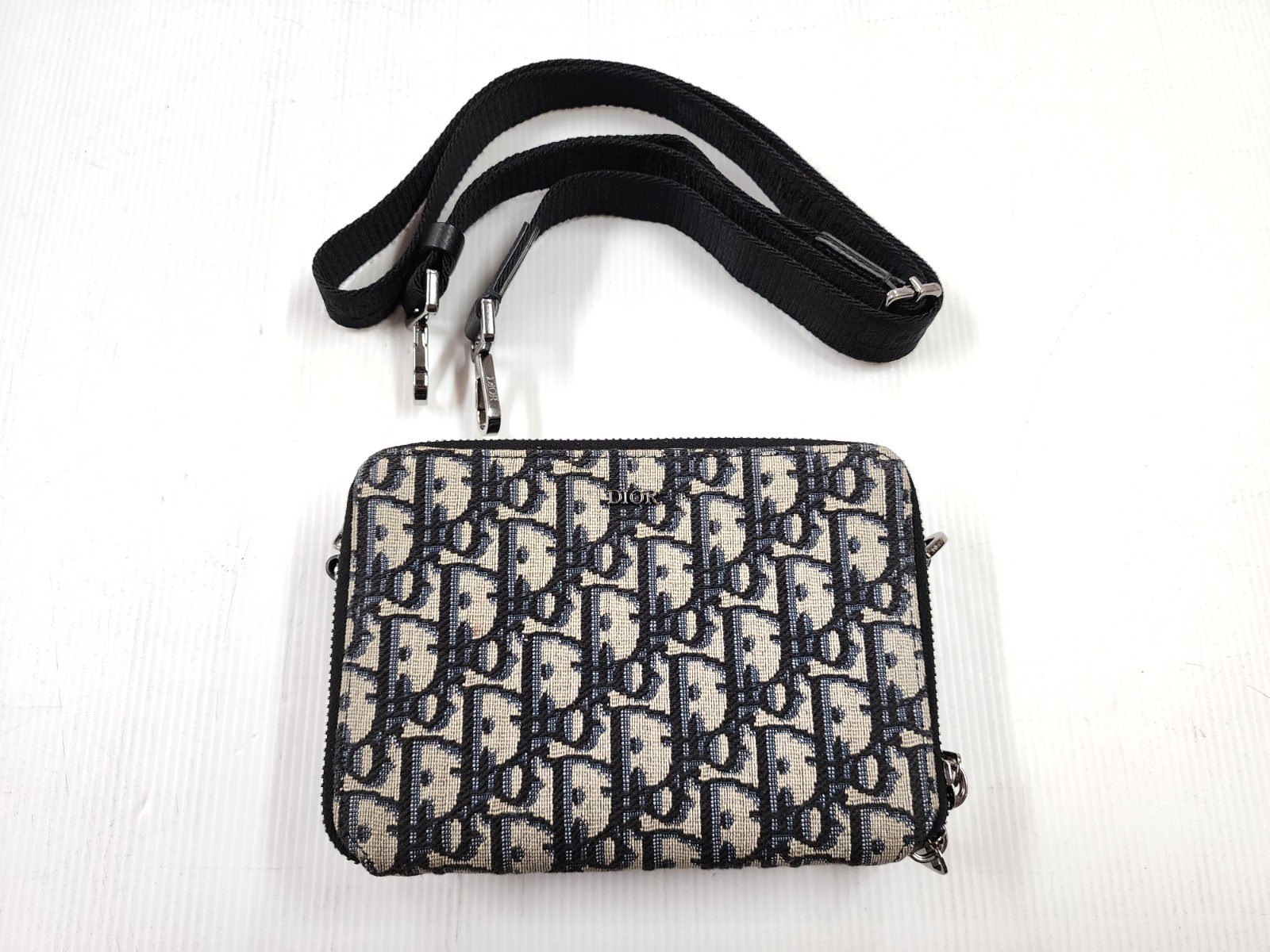 *AUTHENTIC / PERFECT* Dior Oblique Jacquard Crossbody Messenger Bag Beige/Black