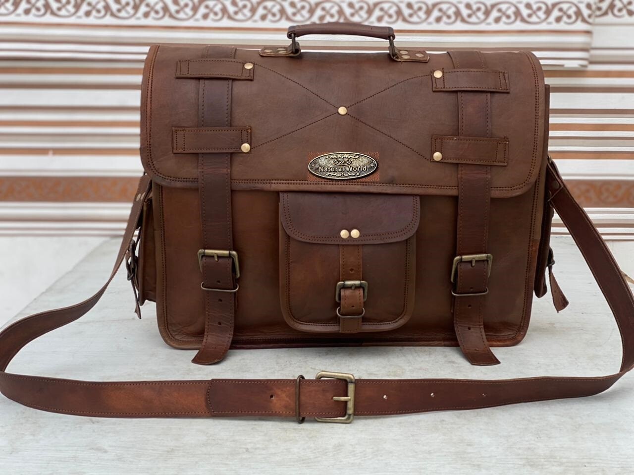 18 Inch New Men’s Leather Messenger Shoulder Bag computer (All In 1 Laptop Bag)
