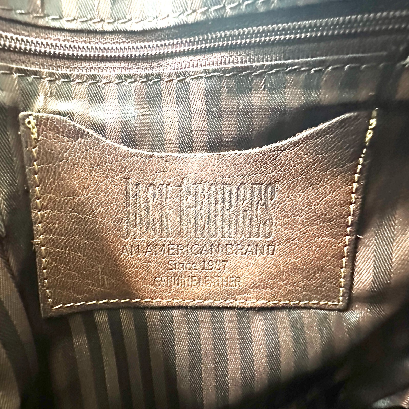 Jack Georges Brown Hand Stained Buffalo Leather Large Crossbody Bag Front Pocket