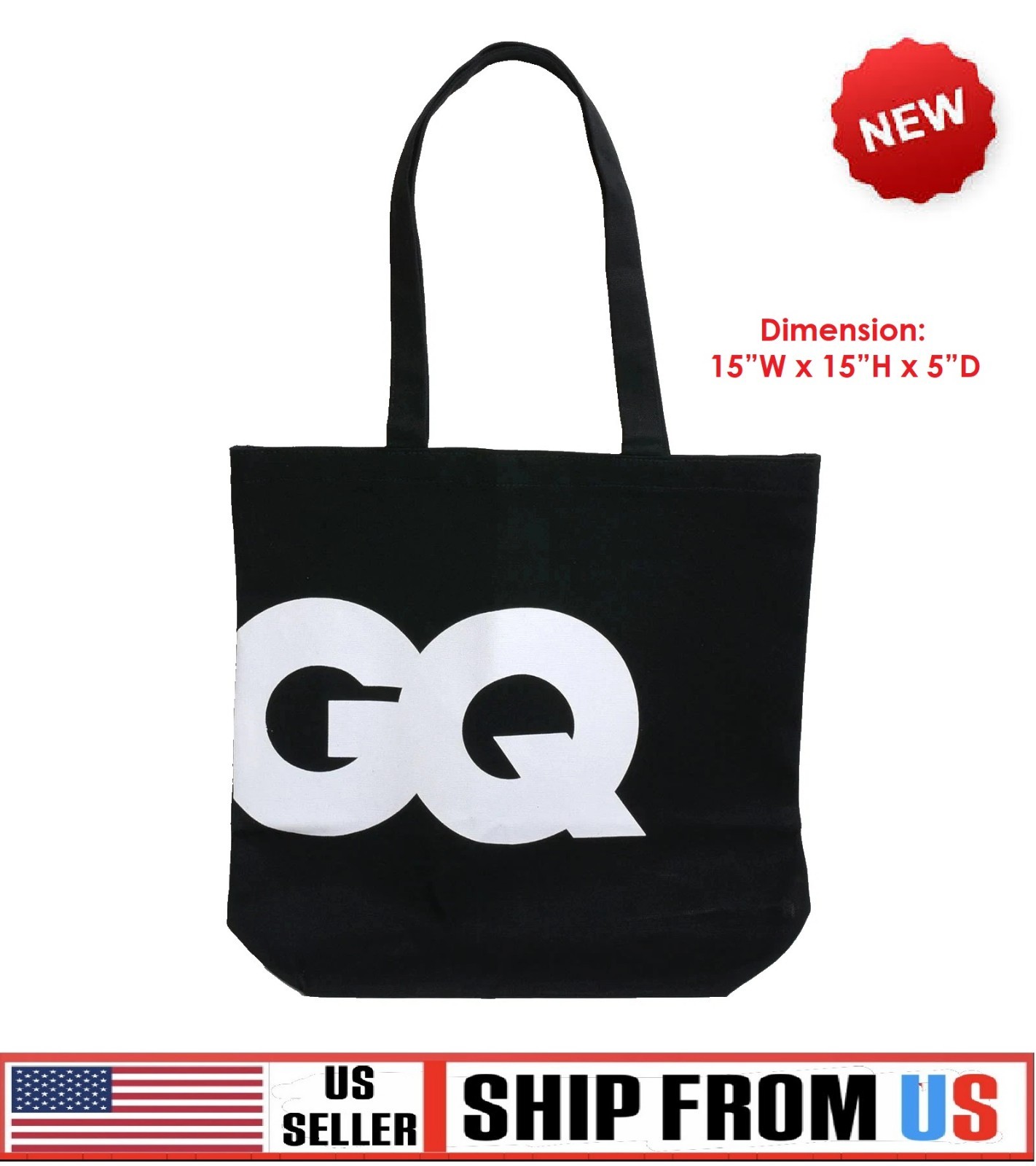 New GQ Magazine Unisex Cotton Canvas Classic Casual Black White Logoed Tote Bag