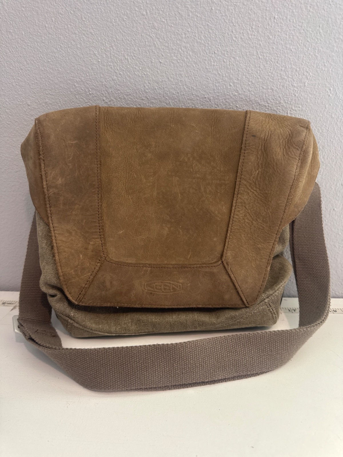 Keen HybridThink Transport Bag Brown Leather/Canvas Messenger Crossbody GorpCore