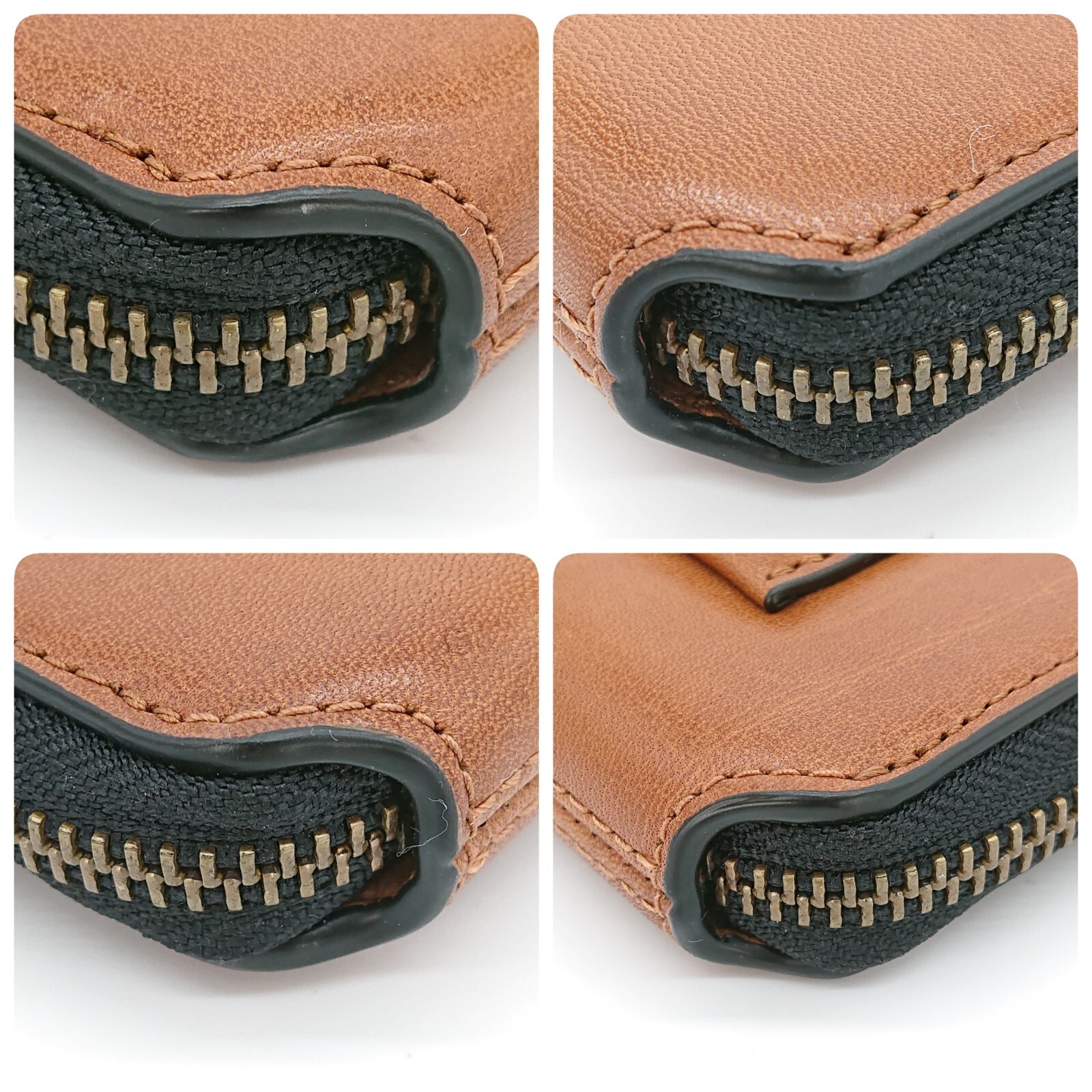 COACH Cluch Bag Tablet Case 64822 Brown Leather Round Zip Made in Vietnam