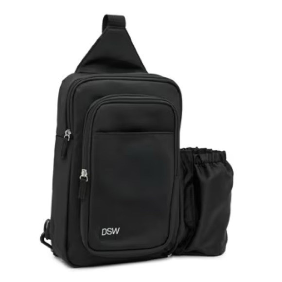 DSW Exclusive-Free Sling Bag with Bottle Holder – black – brand new