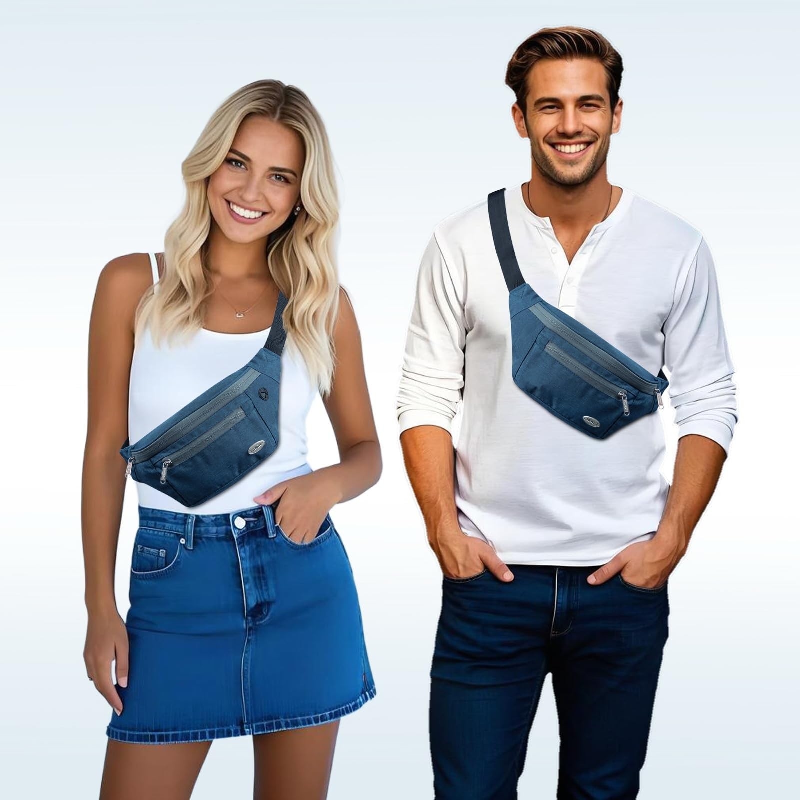 Fanny Pack For Men Women 4-Zipper Pockets Adjustable Waist Bag Travel