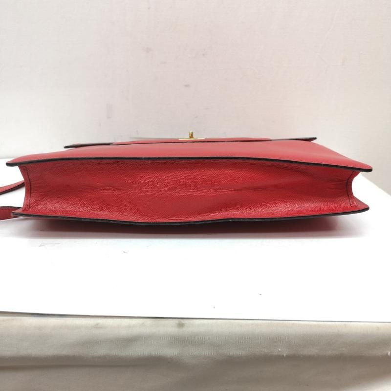 Bally 2-way Leather Briefcase Shoulder Bag Red Spacious Designer 37x27x6cm