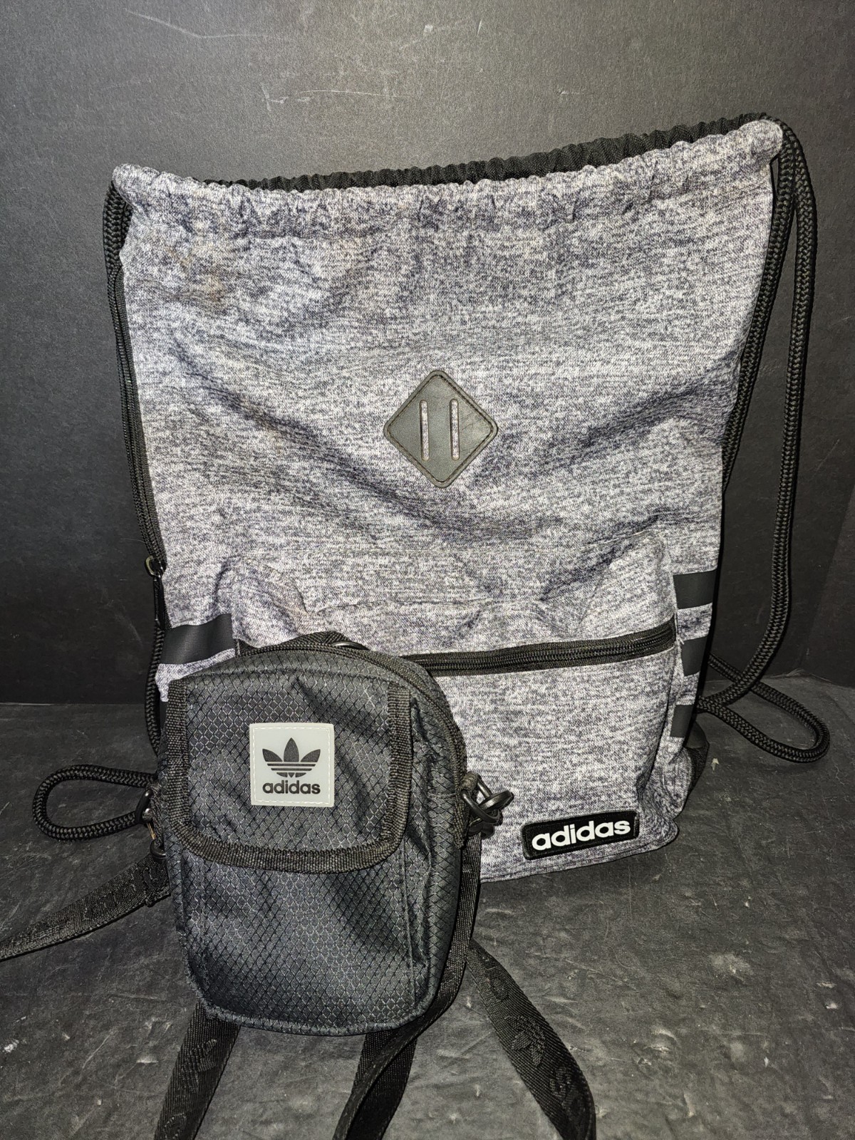 Adidas Alliance II Sackpack Drawstring Sling Bag Zipper Pockets & Crossbody Bag