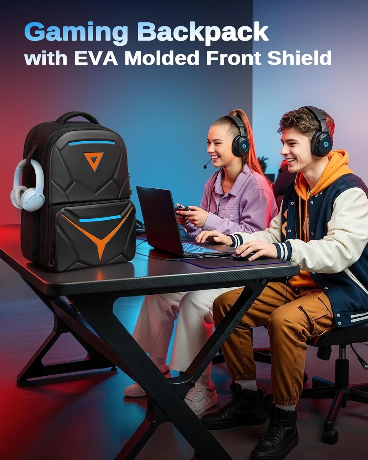 Hard Shell Gaming Backpack for Men, Waterproof Extra Large Laptop Backpack
