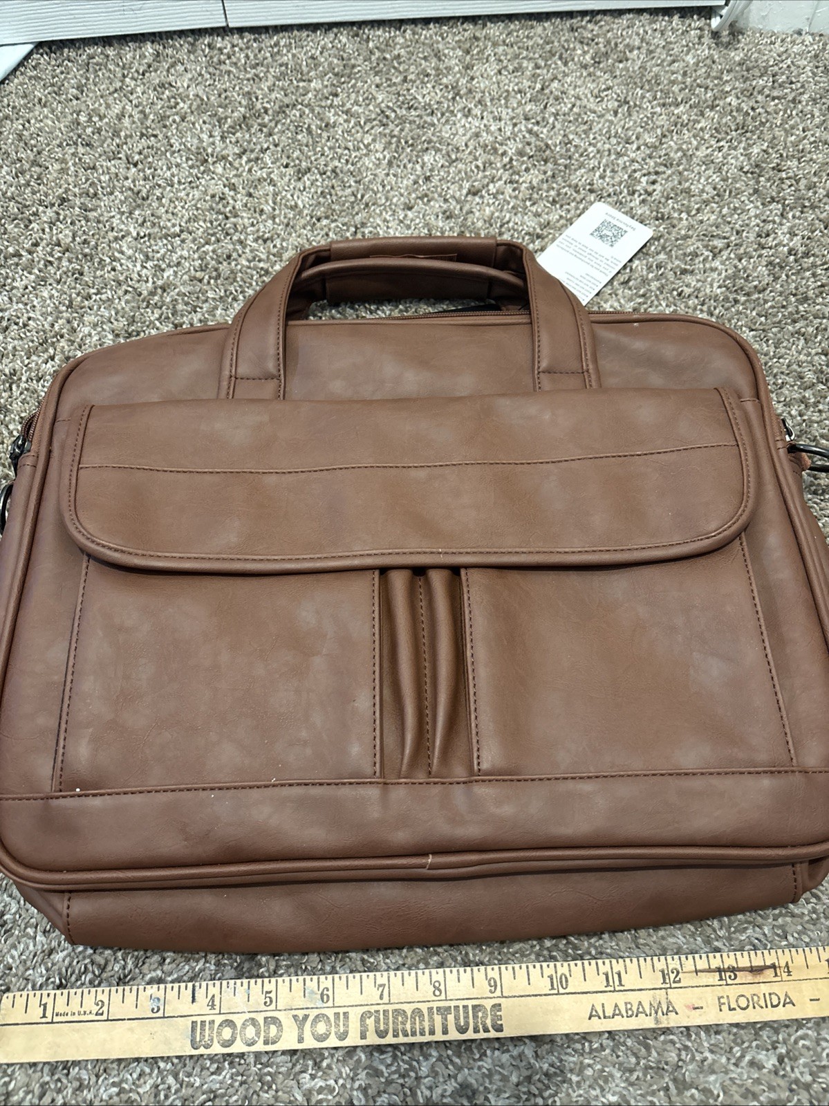 Seyfocnia Leather Message Messenger Briefcase Bag New With Tags Brown