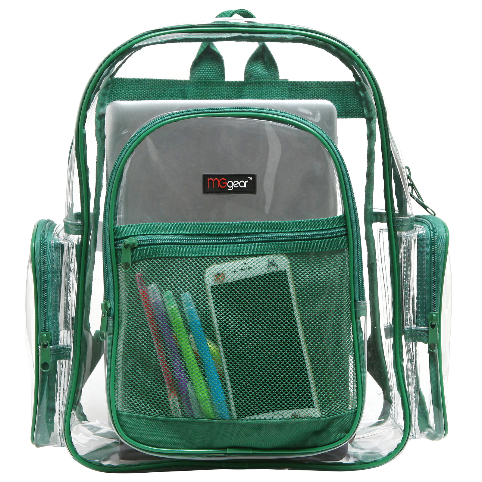 Clear Backpacks, Heavy Duty Transparent Backpack for Work, School, Green Trim