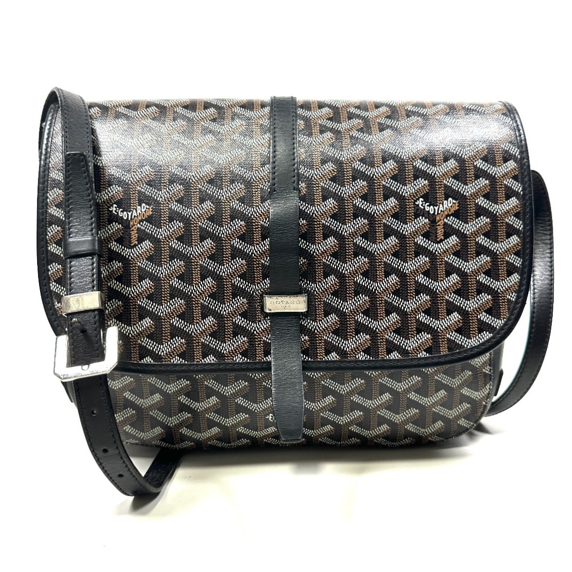 Authentic◇GOYARD Belvedere MM Shoulder Bag Herringbone Print Black Men’s