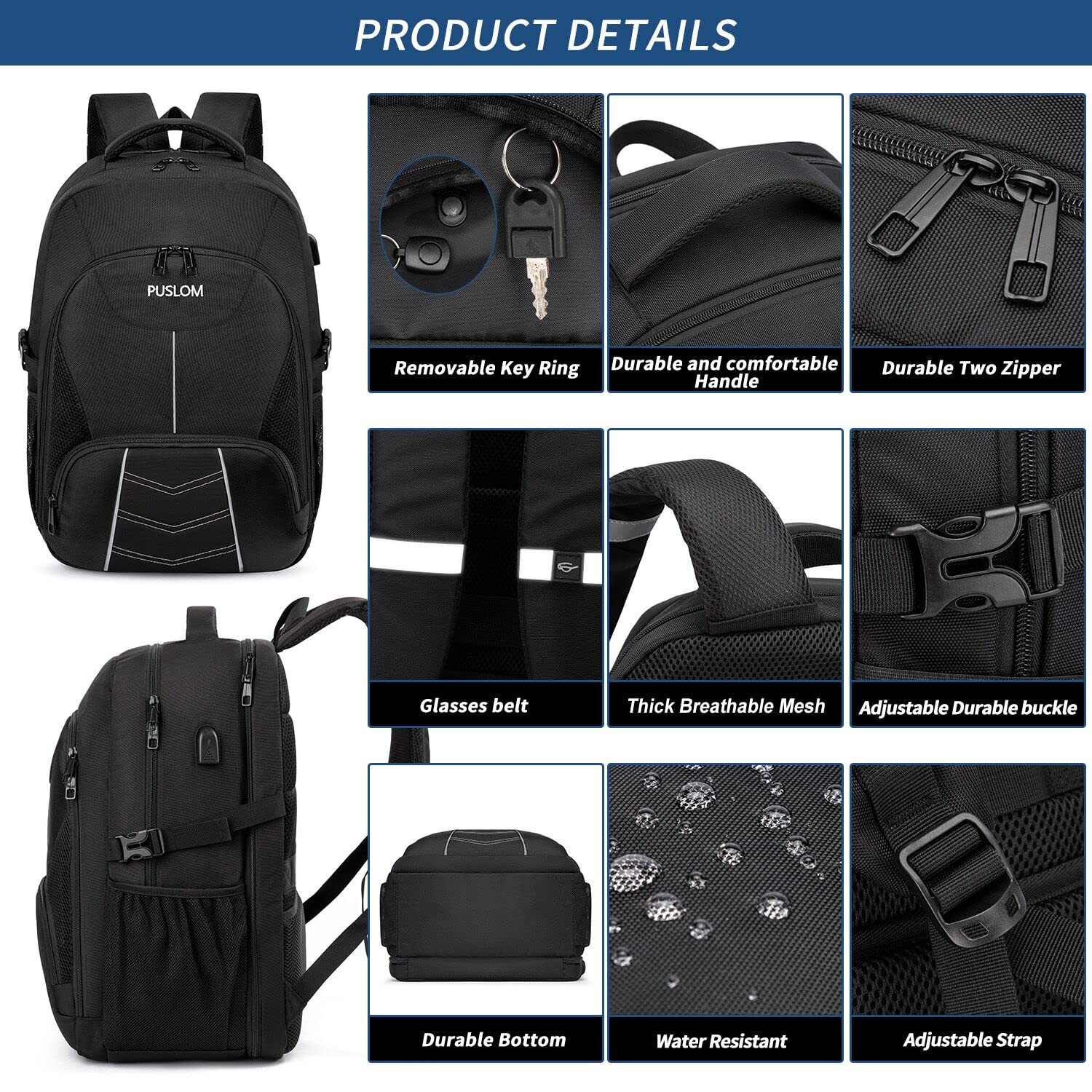 Extra Large Backpack for Men 55L,18.4Inch Travel Laptop Backpack with USB Cha…