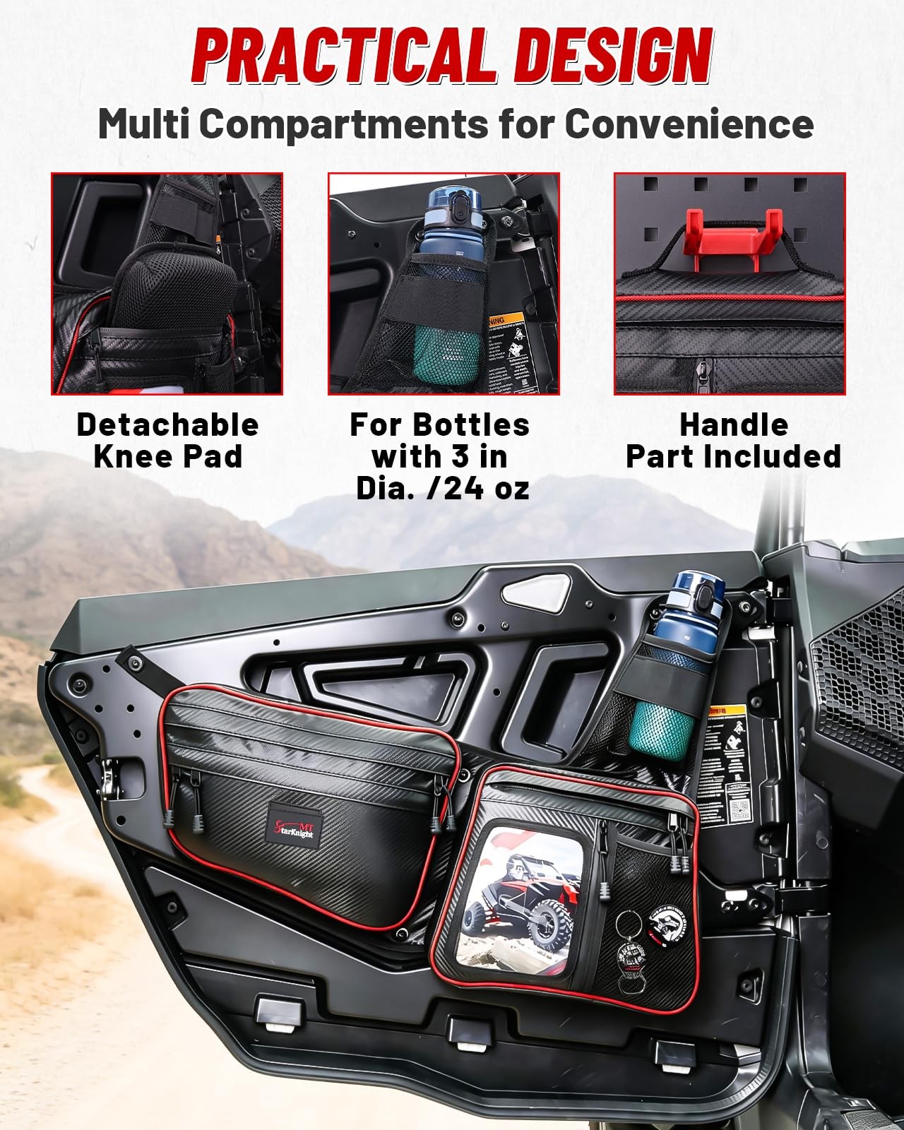 Front Door Bag 2Pcs 14L Removable Multi Pocket for 2024-2026 Polaris RZR XP