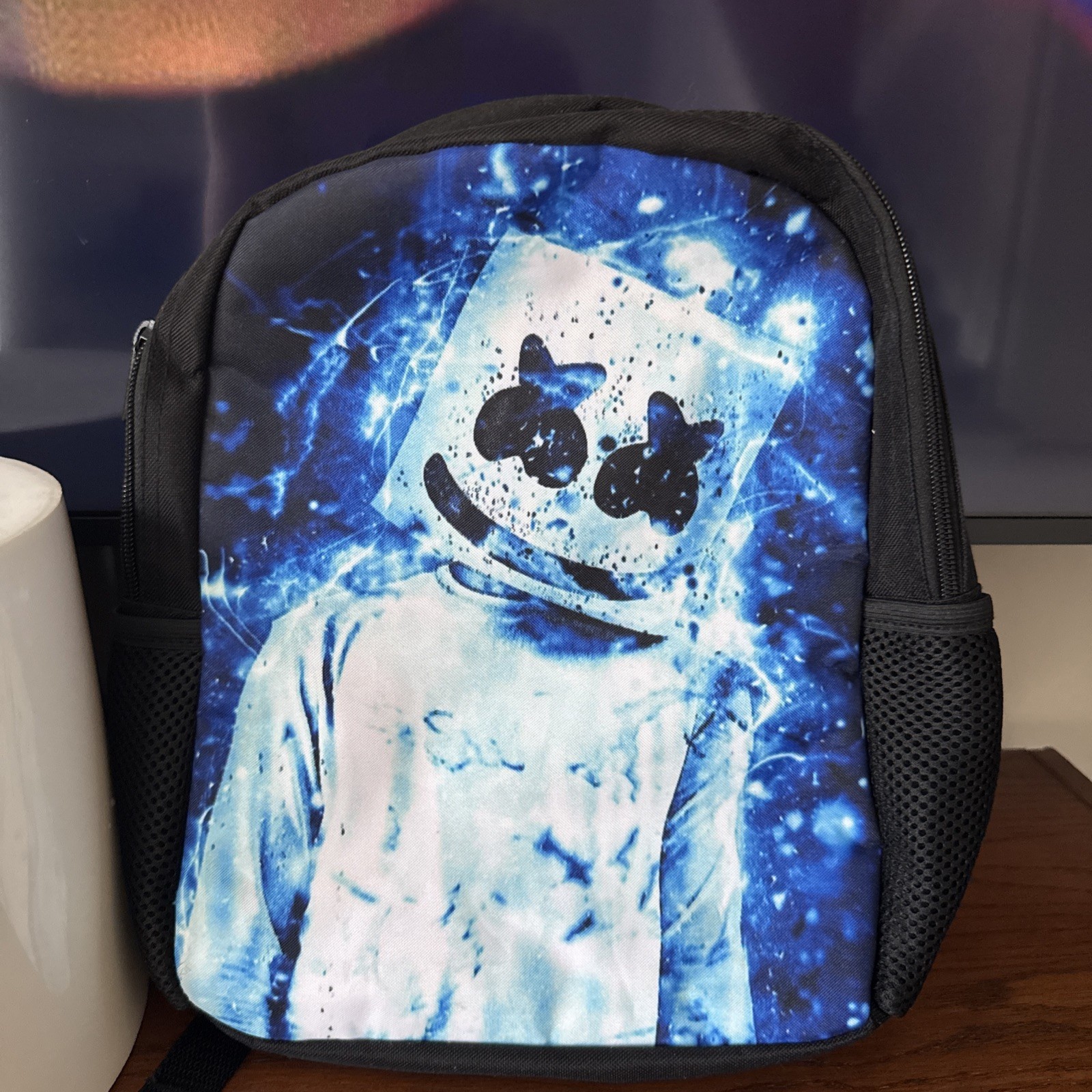 Marshmello Head Two Backpacks One Mini, and One Regular Size both Unisex