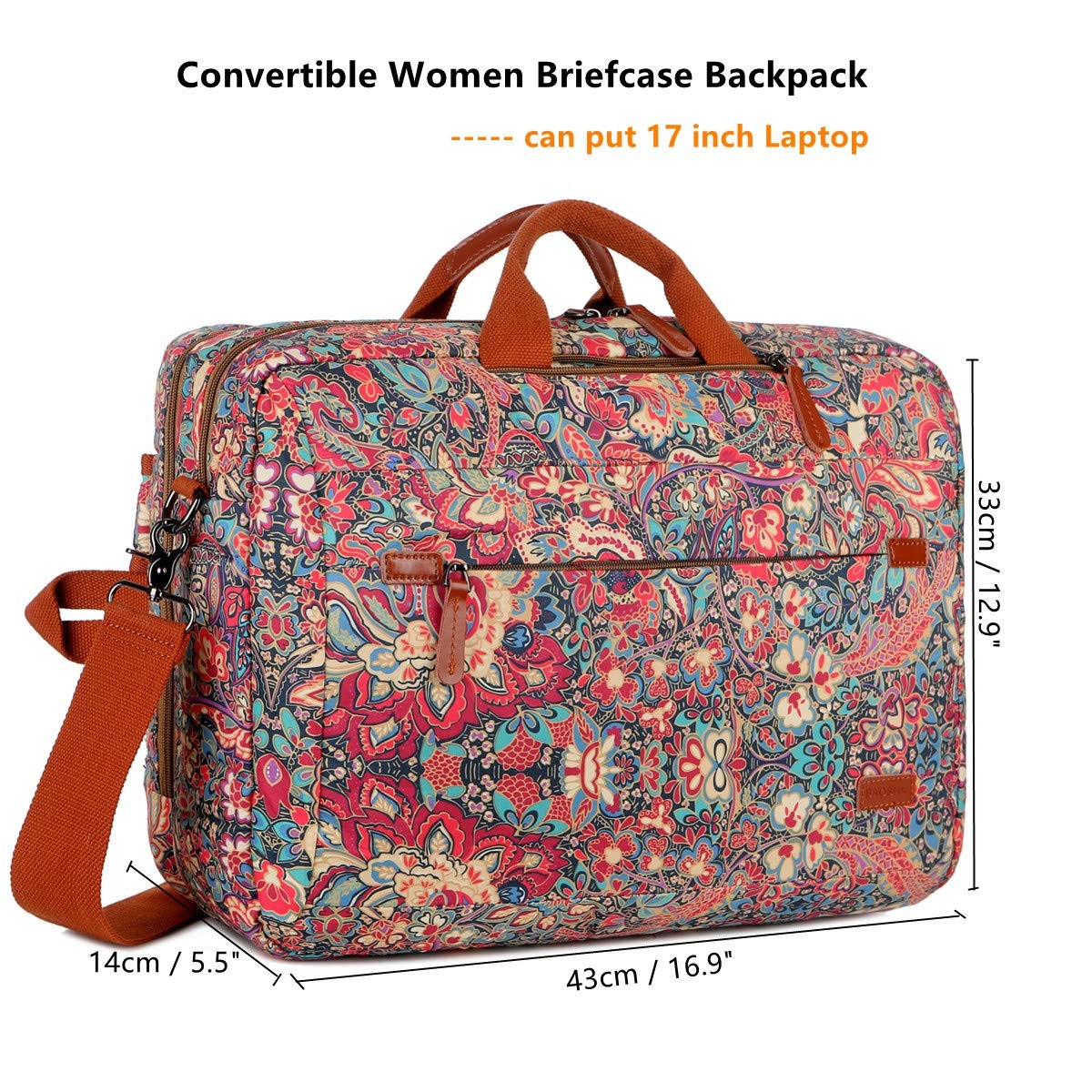 Large Convertible Backpack 17 Inch Laptop Bag Case Briefcase Travel Outdoor b…