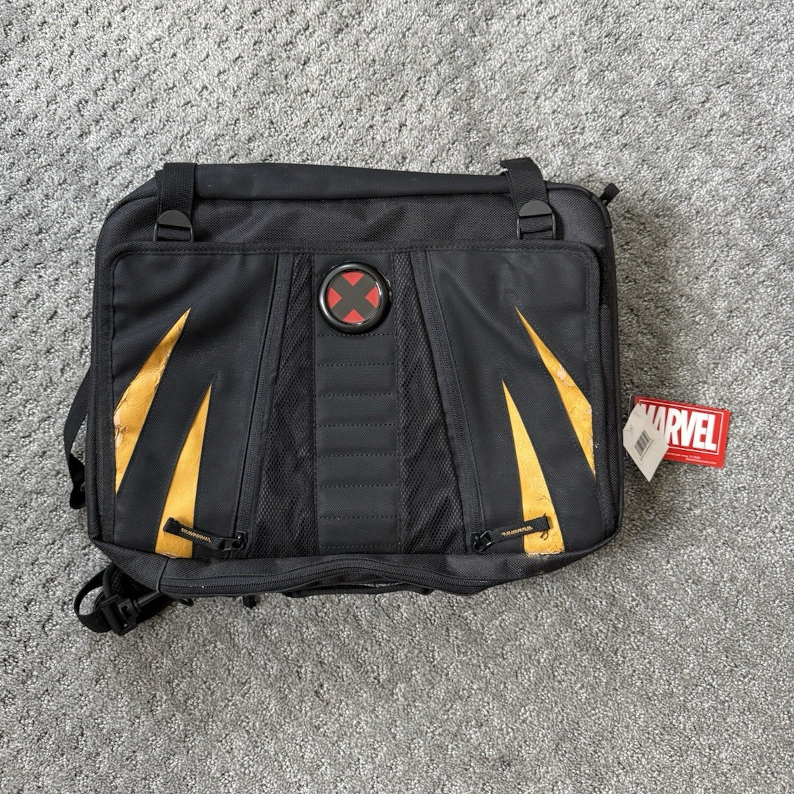 Marvel X-Men Backpack Black/Yellow Zip Adjustable Straps Inner Pockets