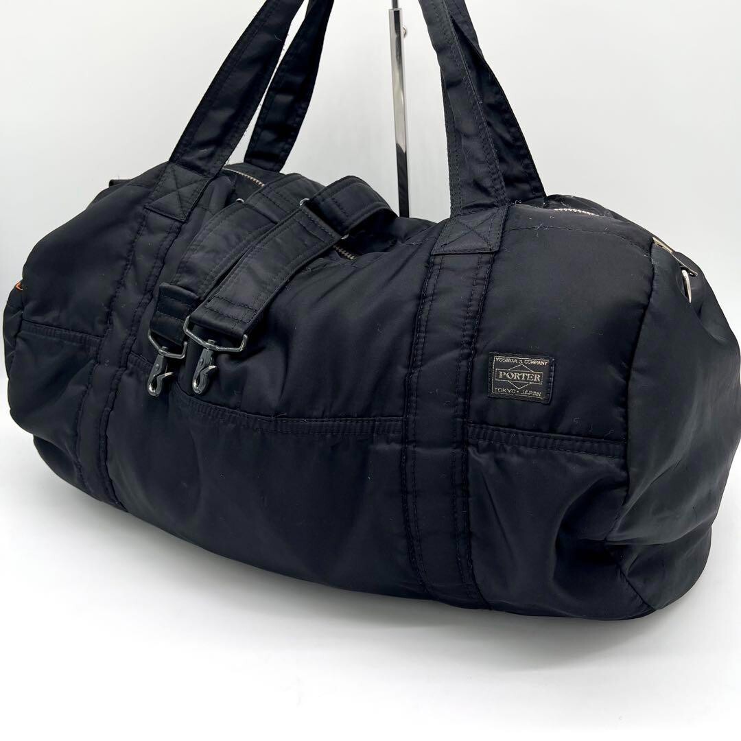 PORTER Duffle Bag Black TANKER Large Size Boston Bag 2way Yoshida & Co