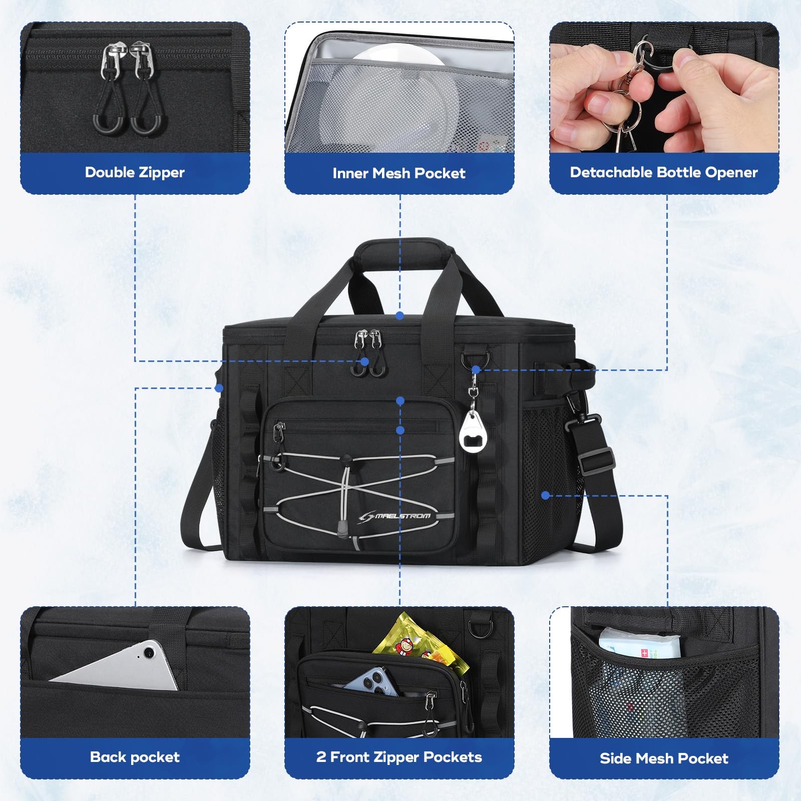Soft Sided Cooler Bag, 30/40 Can Collapsible Insulated Ice Chest, Large Leakp…