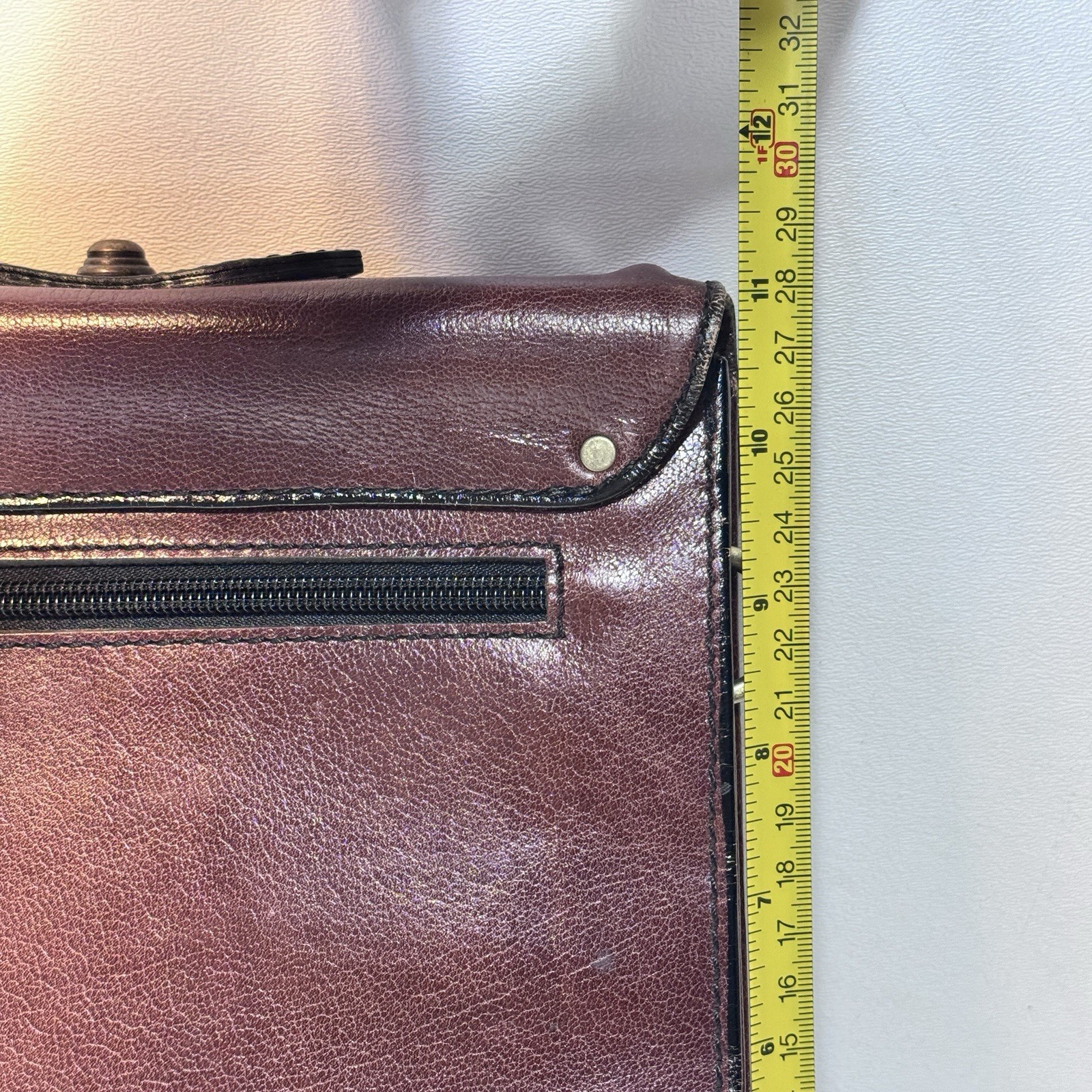 Schlesinger 15″ Leather Briefcase Classic Flap Distressed Rustic Brown Attache