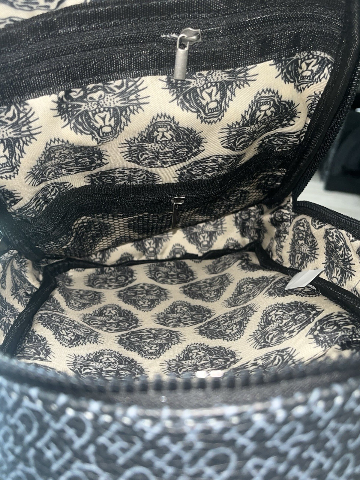 Ed Hardy Black Small Mini Backpack Tiger Graphic Zip Men Adjustable Strap