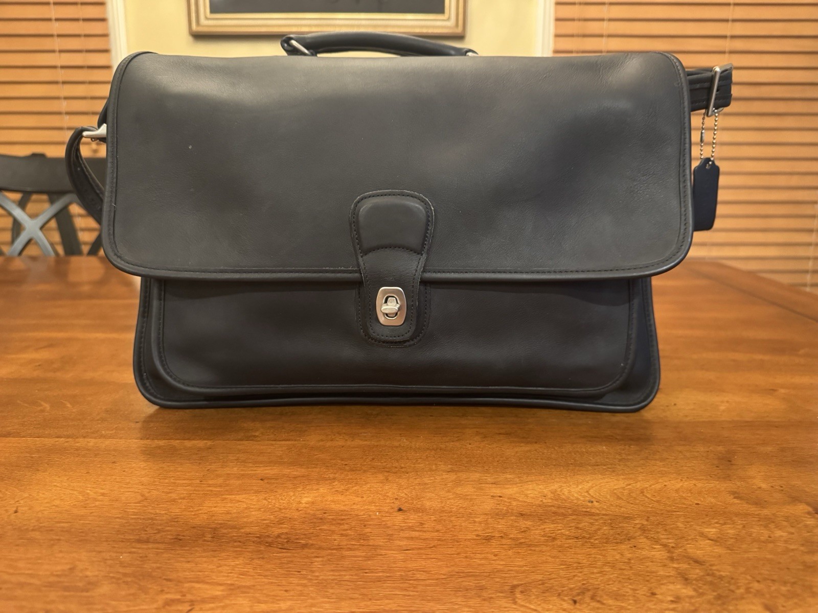 Coach Black Briefcase/Document Case Turn Lock with Shoulder Strap for Work
