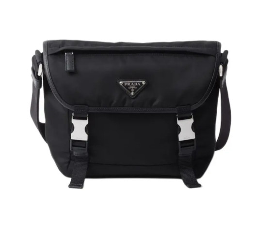 PRADA Saffiano leather crossbody shoulder bag for men black 7.9*3.9*7.1 in