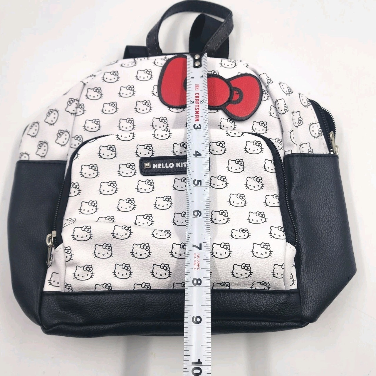 Hello Kitty Mini Backpack Purse Black White Red Bow 10″ New