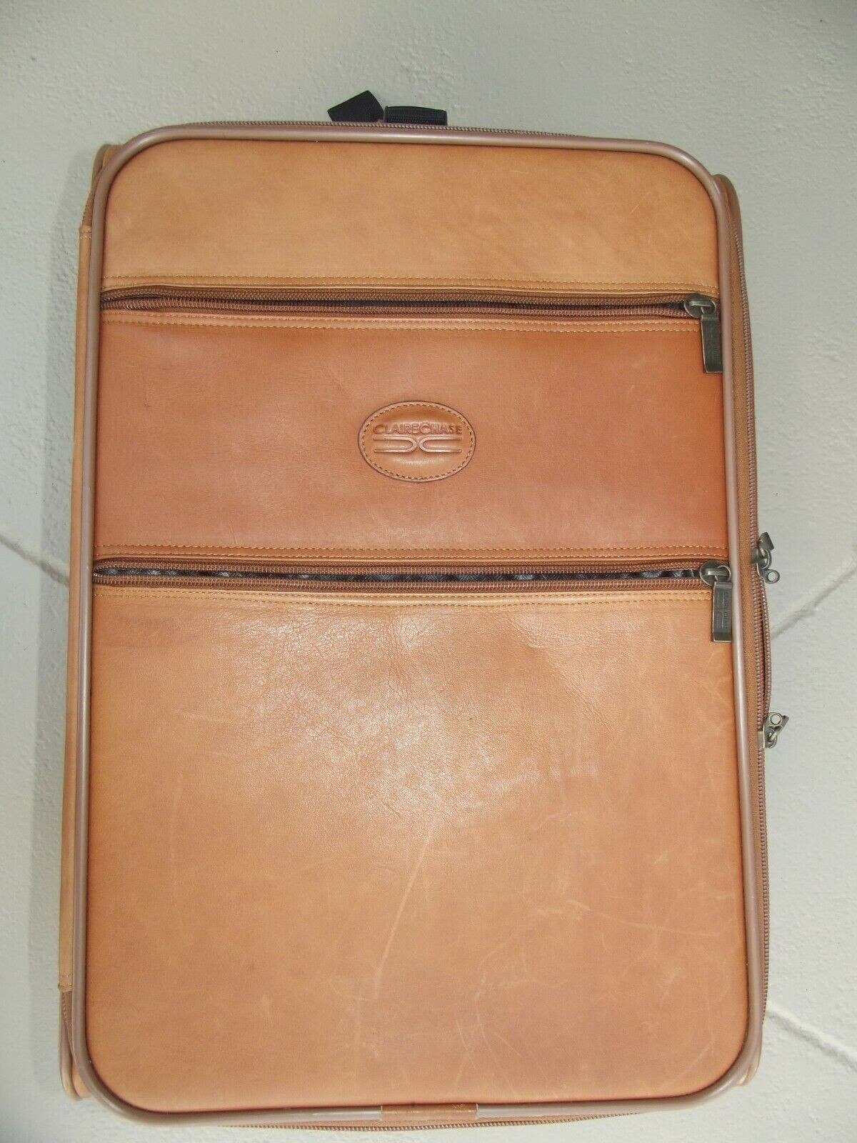 Claire Chase Classic 9x14x22 Pullman Tan Saddle Leather Roller Case VGC Free S/H