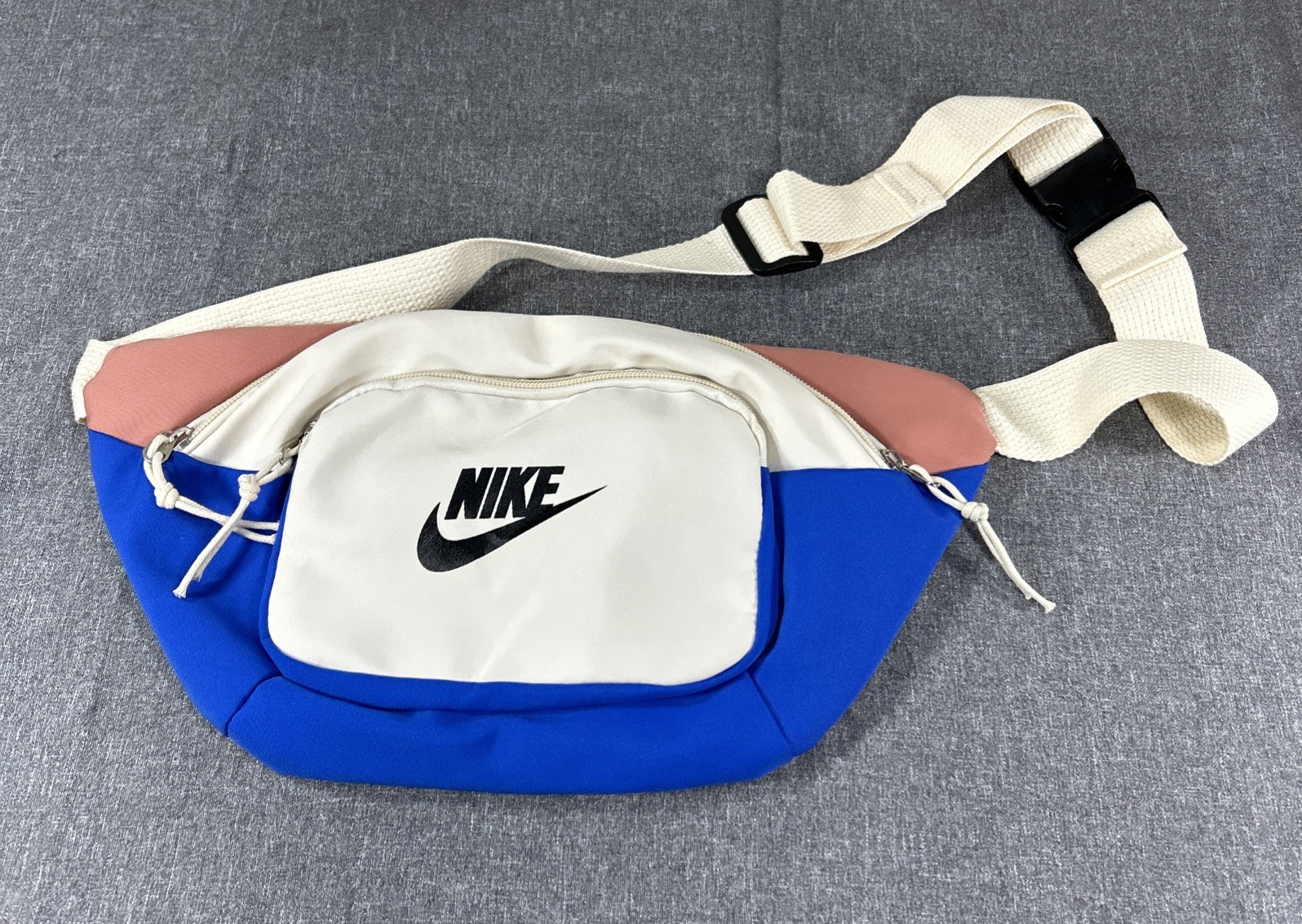 Nike Tech Hip Fanny Pack Bag Travel Waistpack Crossbody Blue Cream Salmon Retro