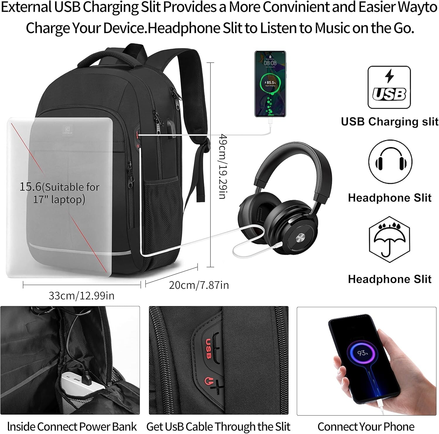17.3-Inch Large Capacity Travel Backpack with Anti-Theft Design & USB Port