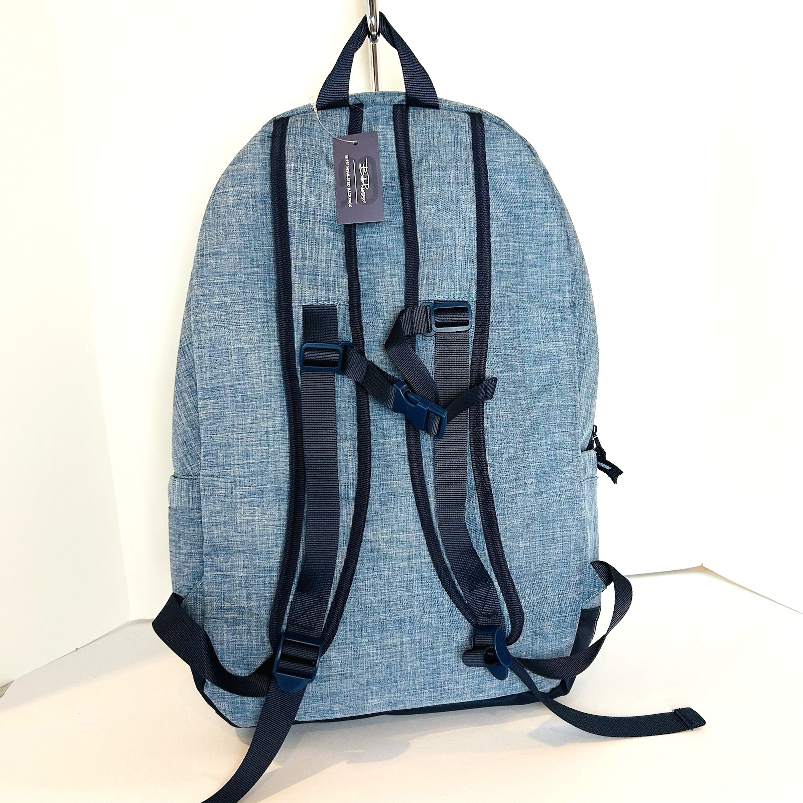 Bella Russo Insulated Backpack Denim Blue Corded Front Outdoor Hike Travel NWT