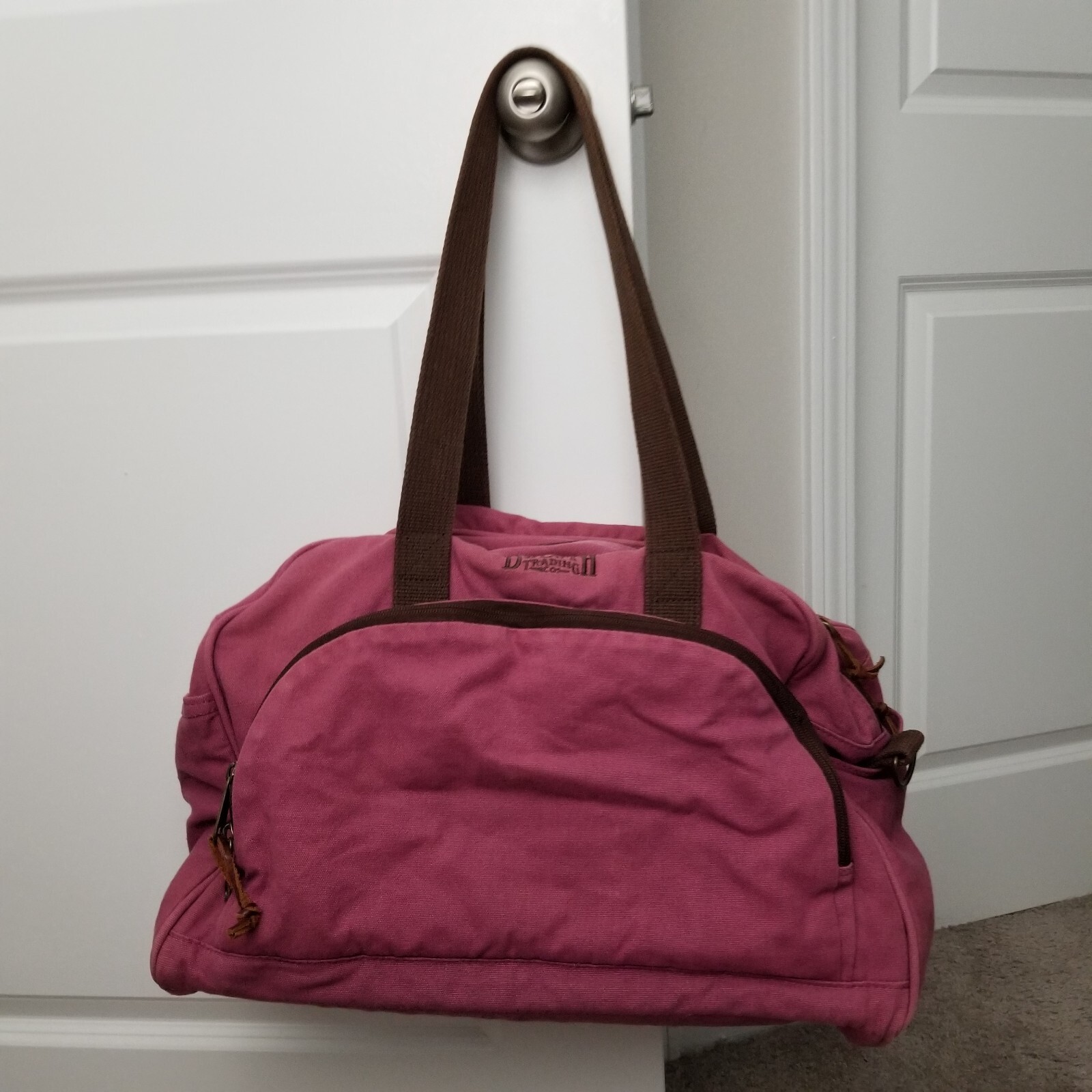 Duluth Trading Co Duffle Bag Pink Canvas Weekender Gym Travel Work Carry On Tool