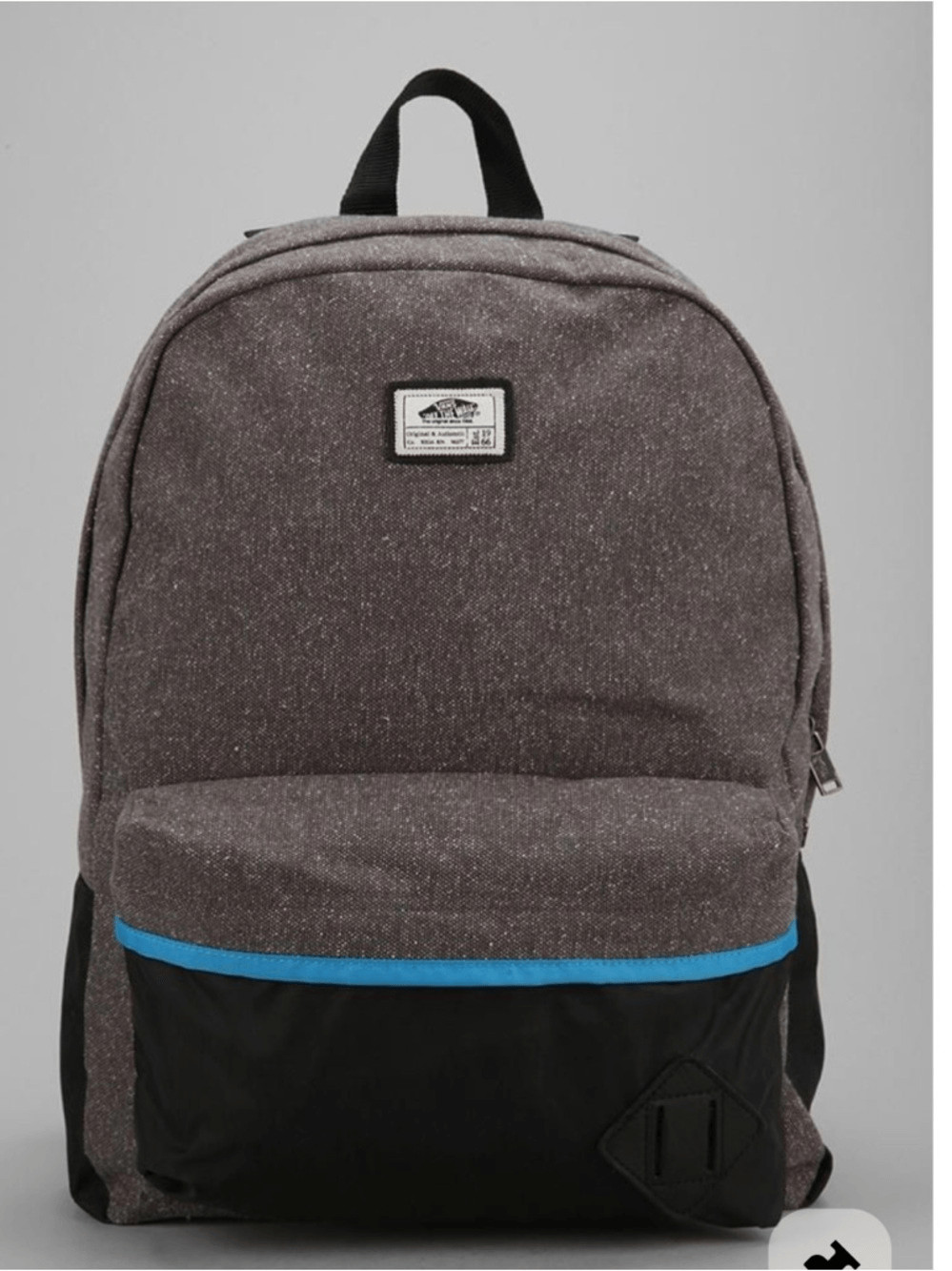 Vans Old-Skool II Nep Gray Backpack with Black Pocket and Blue Accent Y2K