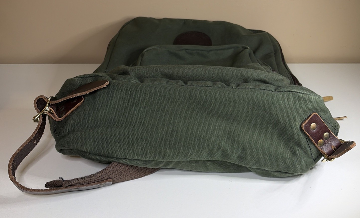 DULUTH PACK Large Standard BACKPACK Green w/ Brown Leather