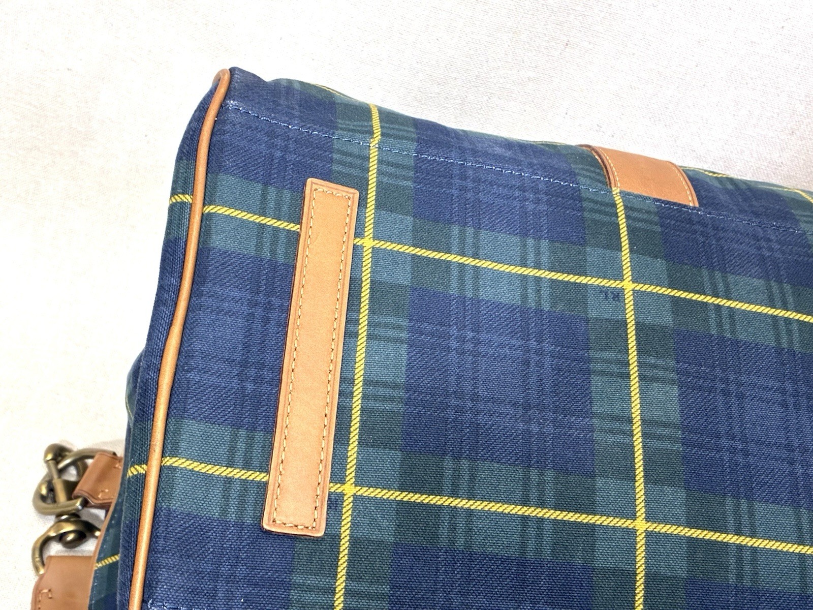Polo Golf Ralph Lauren Canvas Leather Tartan Duffel Carry On Bag