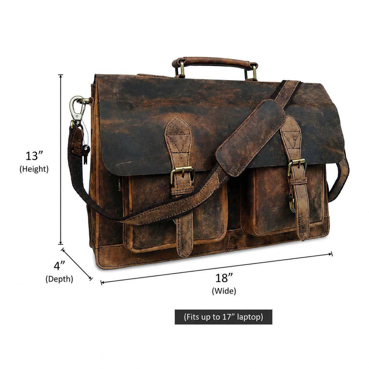 Leather Messenger Bag 18″ Laptop Briefcase Business Travel Satchel for Men