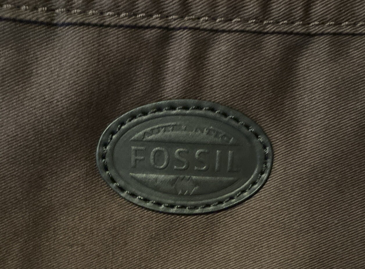 FOSSIL Mercer Army Green Zip Top Work Bag Briefcase Double Handles FLAWS READ